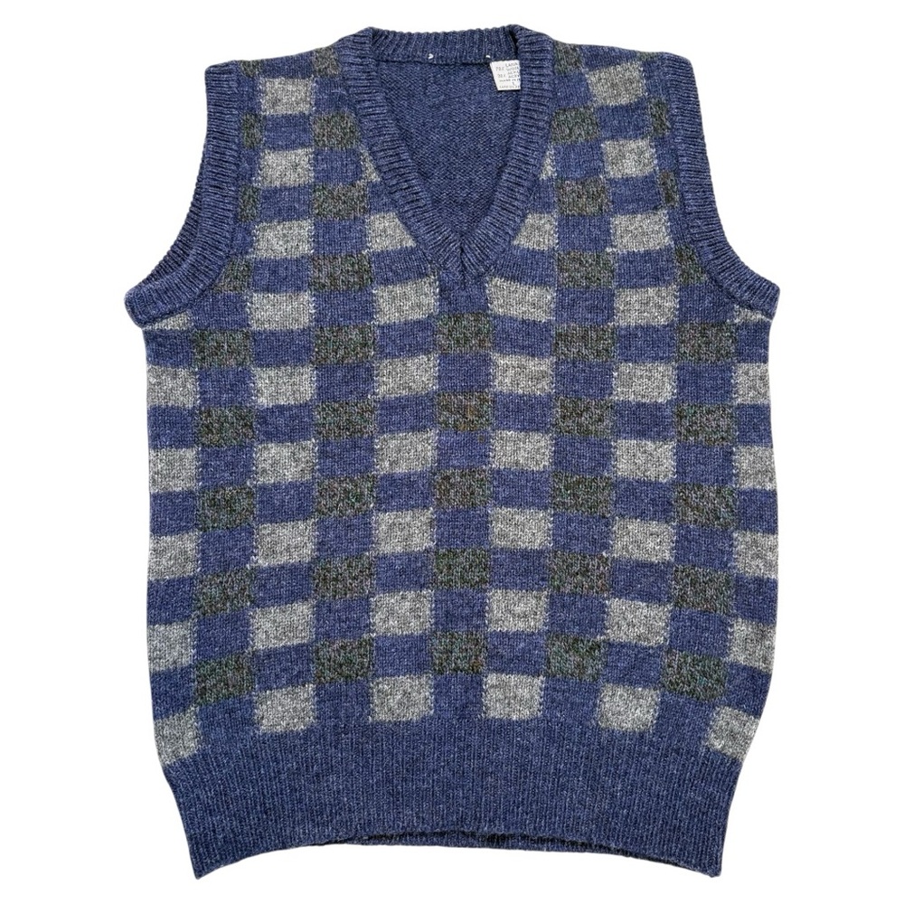 VTG Blue and Gray Geometric Preppy Y2K Sweater Vest large